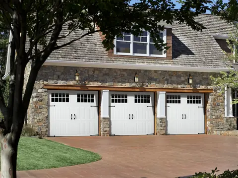 Classica Bordeaux garage door in True White on a home