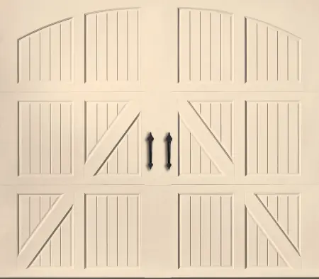 Classica Lucern garage door in Almond, Solid, arched windows