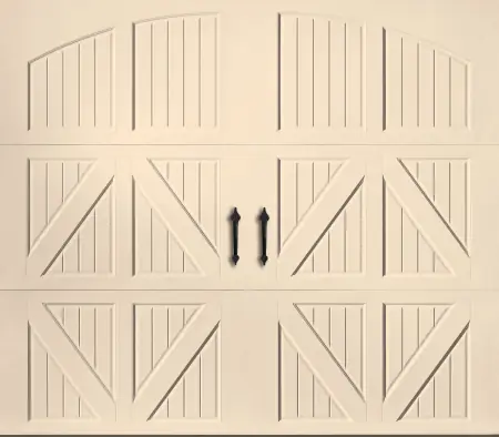 Classica Valencia garage door in Almond, Solid, arched windows