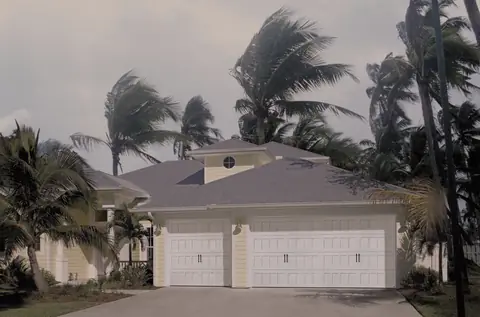 Designers Choice Recessed garage door in True White on a home