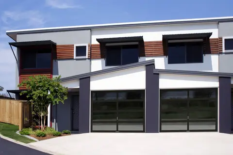 Vista Full View garage door in Black Anodize on a home