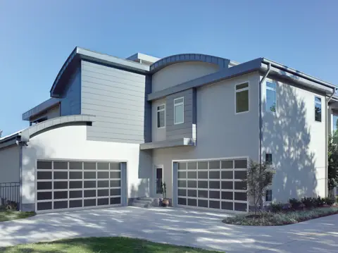 Vista Full View garage door in Clear Anodize on a home