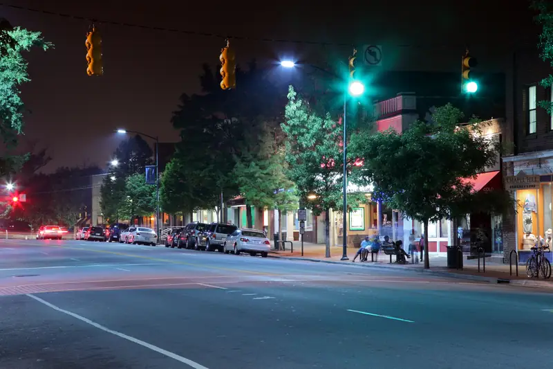 East Franklin Street at night, Chapel Hill, NC